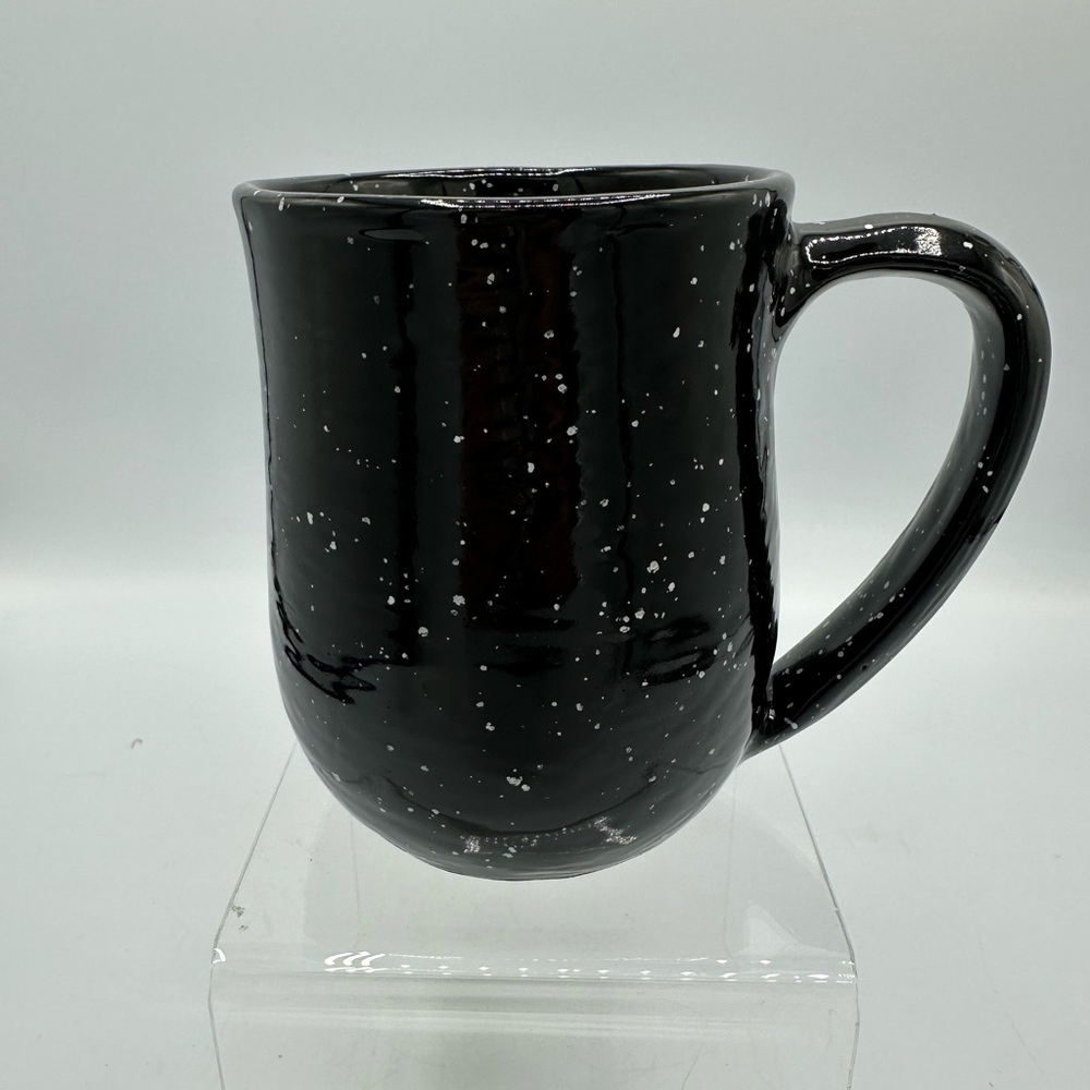 Vtg Handmade Black Speckled  Campfire Coffee Mug Red Clay Glazed Signed Folk Art